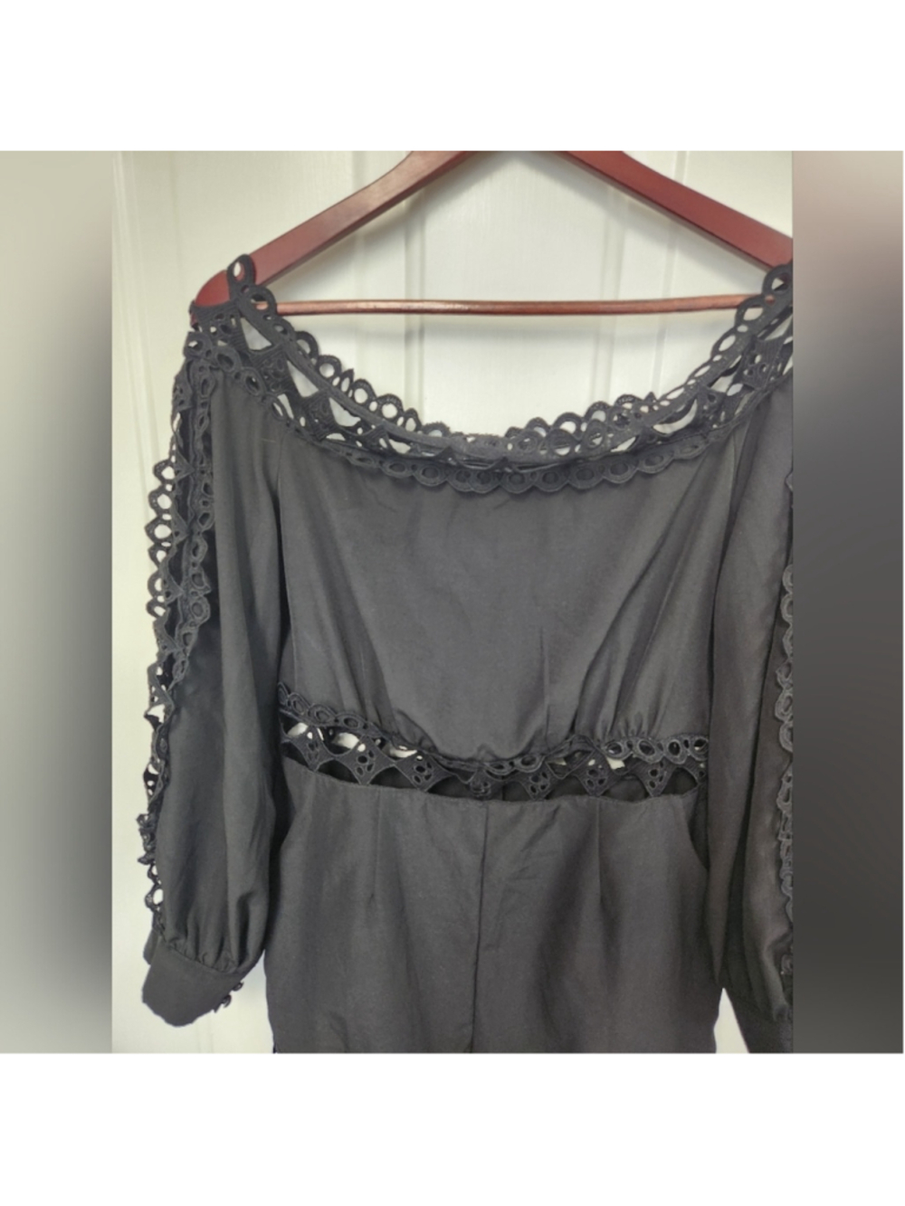 Chicme Gray and Red Embellished Ruffled Romper - Picture 5 of 9